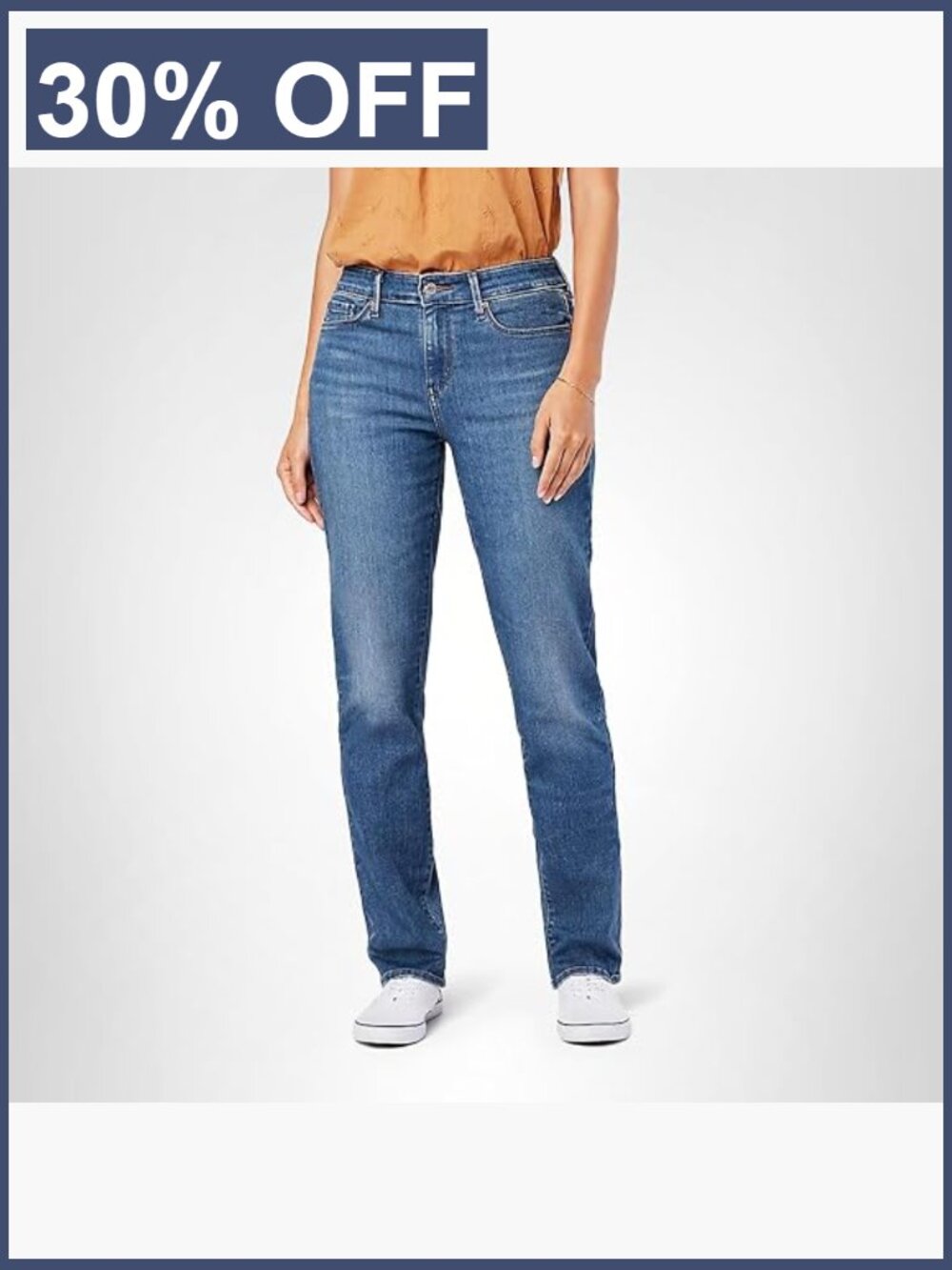 Mid-Rise Straight Leg Jeans Super Stretchy Denim